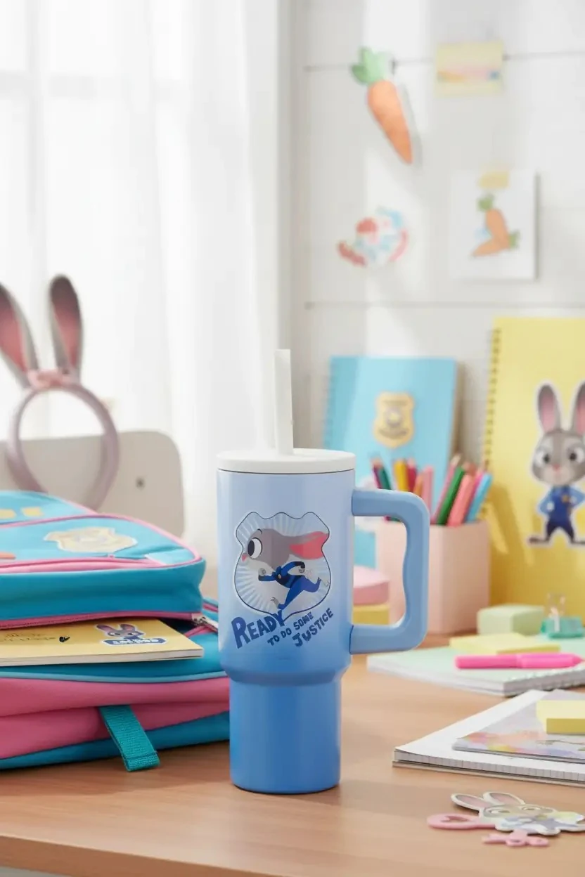 Disney Zootropolis Lisanslı Saplı ve Pipetli Çelik Matara (Judy)