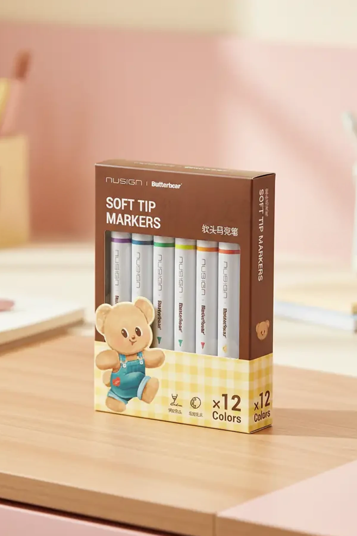 Miniso Lisanslı Butterbear Serisi 12 Renk Yumuşak Uçlu Marker Seti 15.5 Cm