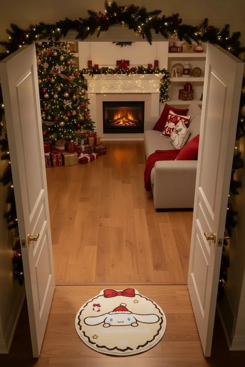 Sanrio Lisanslı Yılbaşı Koleksiyonu Küçük Halı - Cinnamoroll 60Cm