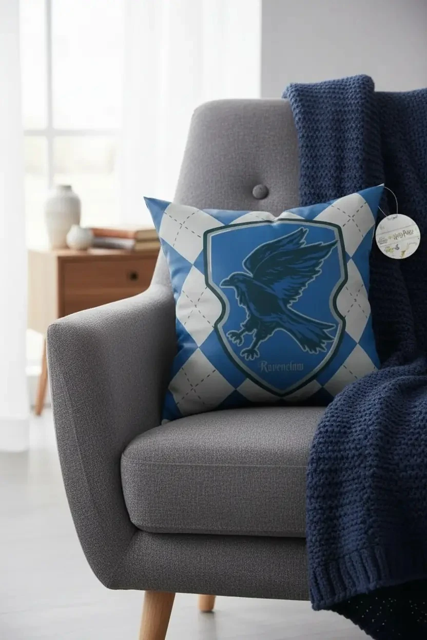 Harry Potter Lisanslı Ravenclaw Yastık – Leke Tutmayan Elyaf Dolgulu Dekoratif Yastık 40x40 Cm