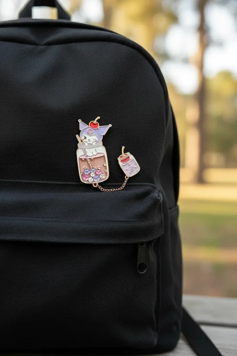 Sanrio Lisanslı Renkli Yaz Plajı Serisi Metal Rozet