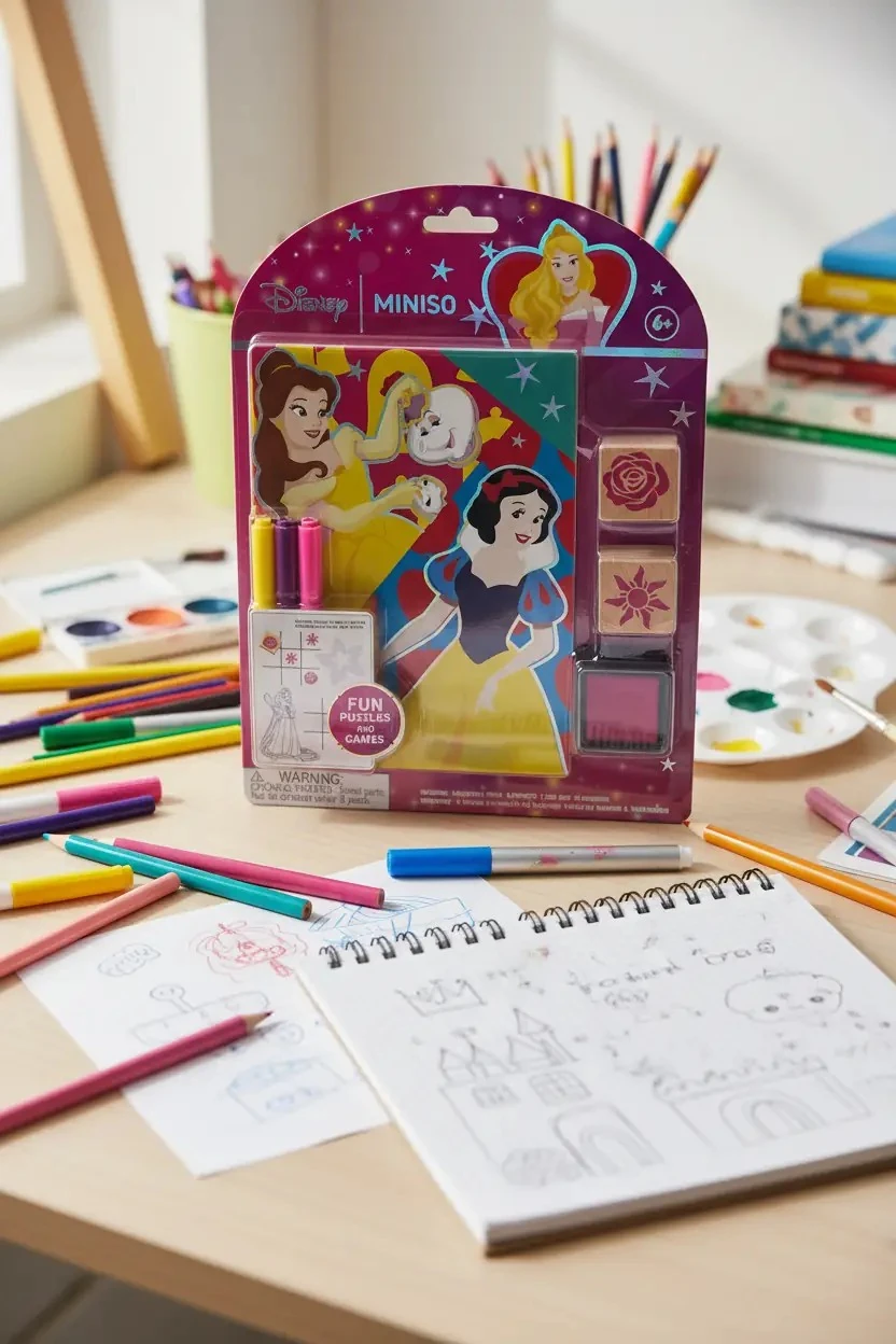 Disney Prenses Lisanslı Damga Çizim Seti – Aktivite Kitabı & 3'lü Damga Seti
