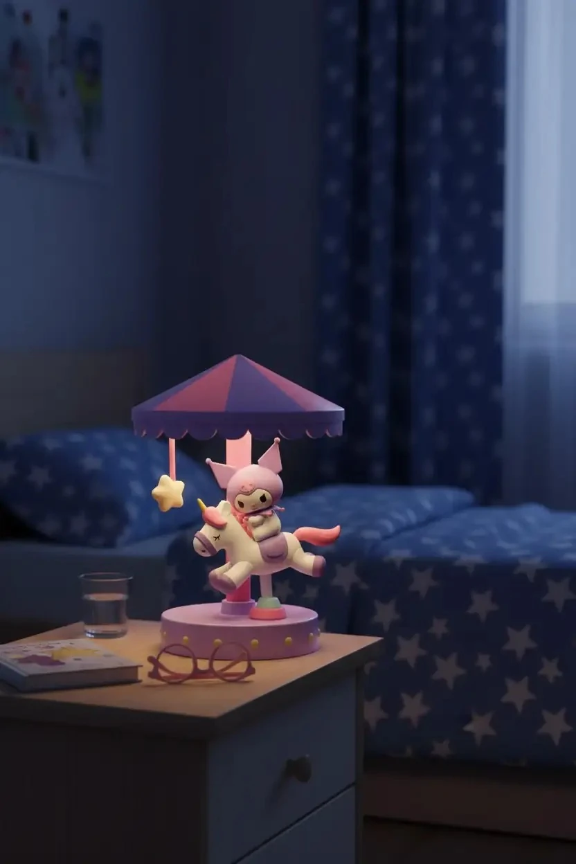 Sanrio Lisanslı Kuromi Atlı Karınca Temalı Dekoratif LED Gece Lambası ve Oda Aydınlatması