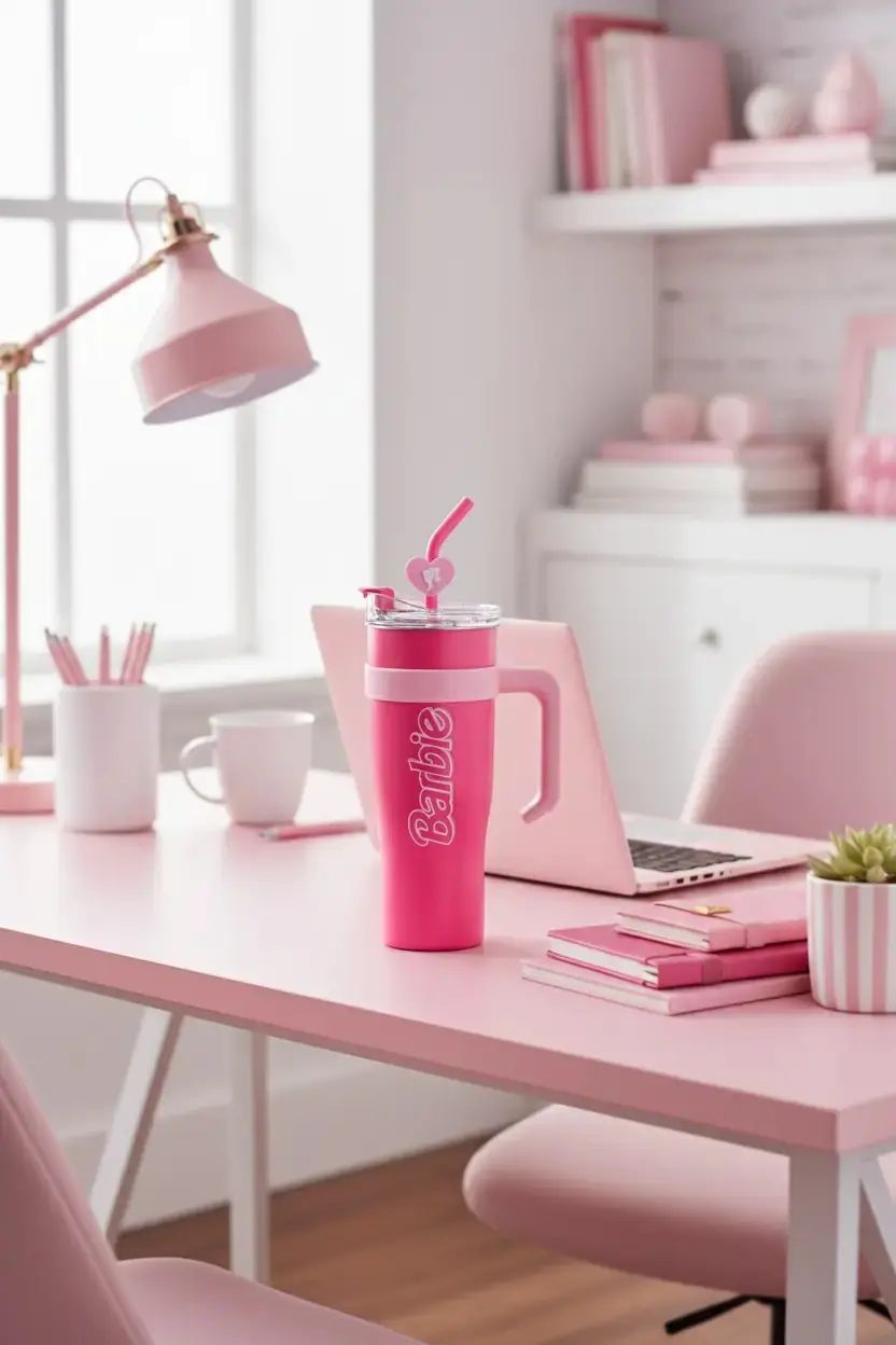 【サービス品@980】キューティーピンク Barbie Pipetli Tutacaklı Çelik Suluk 1600 ml | Miniso TR