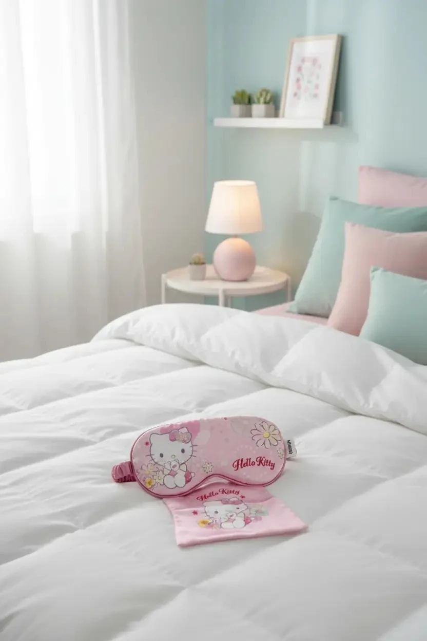 Hello Kitty Lisanslı Çiçek Dili Serisi Uyku Maskesi – Yumuşak & Işık Engelleyici