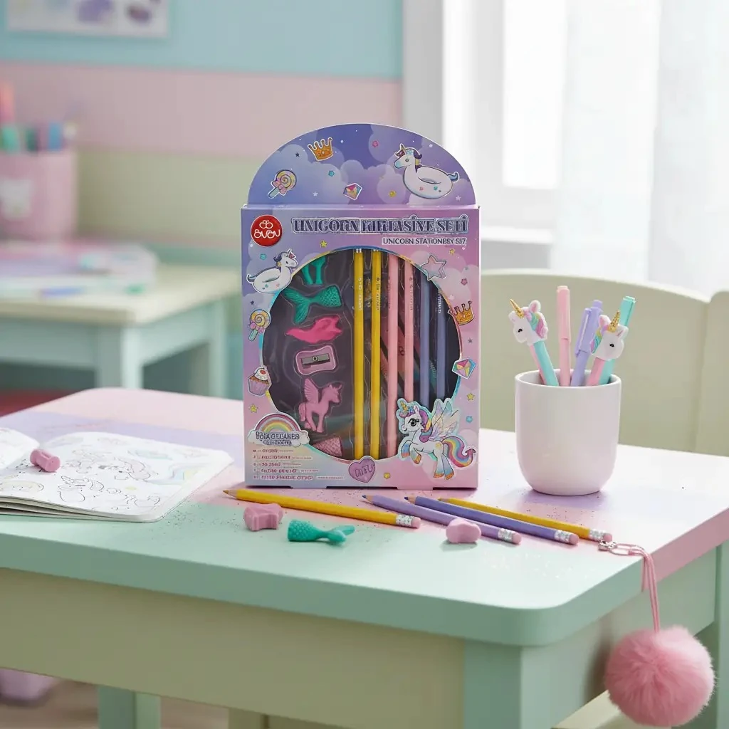Bu-Bu Unicorn Temalı Kırtasiye Seti – Sihirli ve Eksiksiz Okul Hazırlık Seti