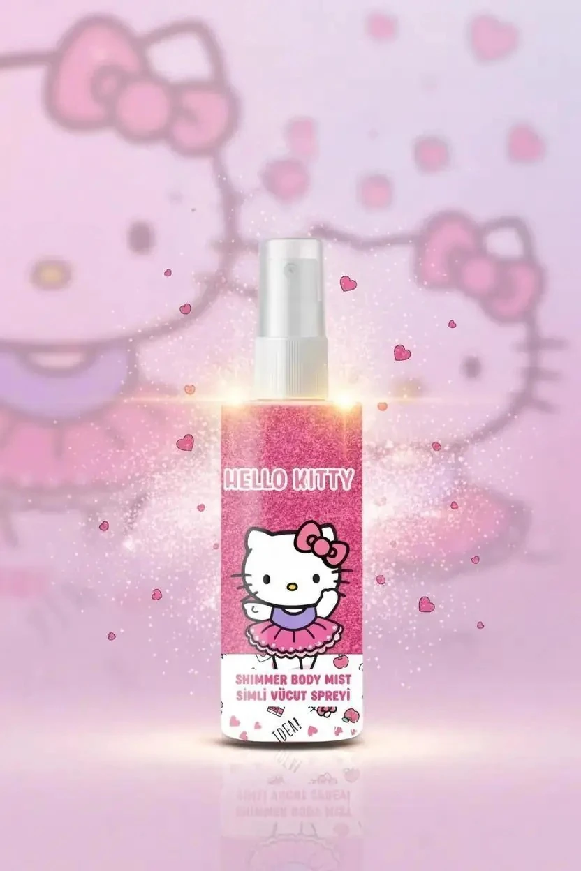 Hello Kitty Lisanslı Işıltılı Vücut Spreyi – Tazeleyici ve Simli Çocuk Body Mist