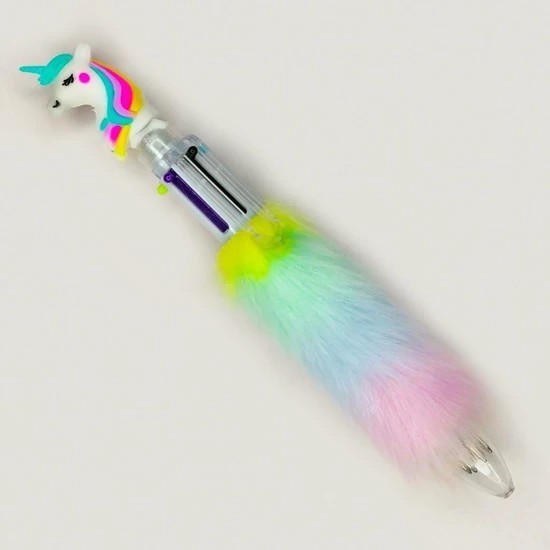 TAROS Unicorn Çok Renkli Tüylü 6 Renk Yazan Tükenmez Kalem