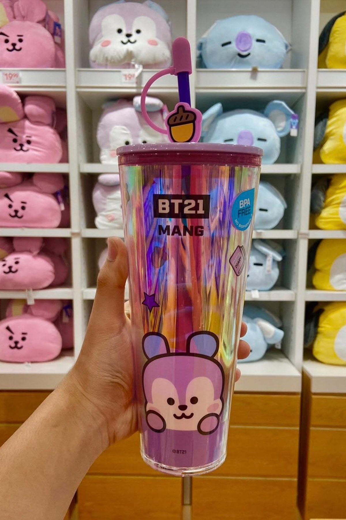 BT21 Lisanslı Çift Cidarlı Pipetli Şişe (800ml) - Mang