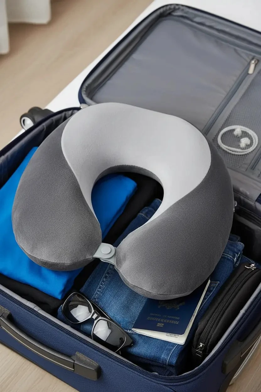 Çift Renkli Hafızalı Sünger Boyun Yastığı,Seyahat Yastığı - Gri