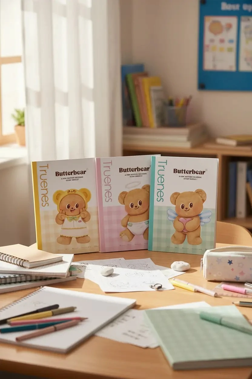 Miniso Lisanslı Butterbear Serisi A5 Defter Çizgili Sayfa Yapısı 21 Cm