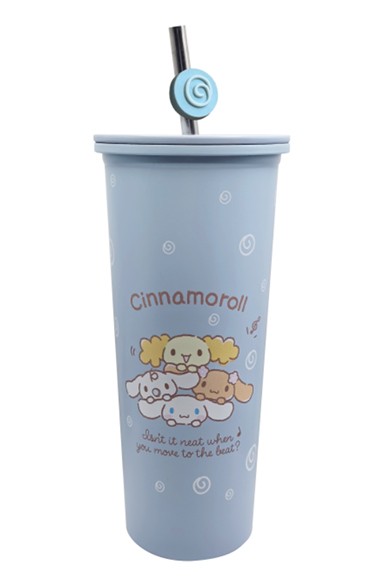 Sanrio Lisanslı Pipetli Paslanmaz Çelik Matara 800mL (Cinnammoroll)