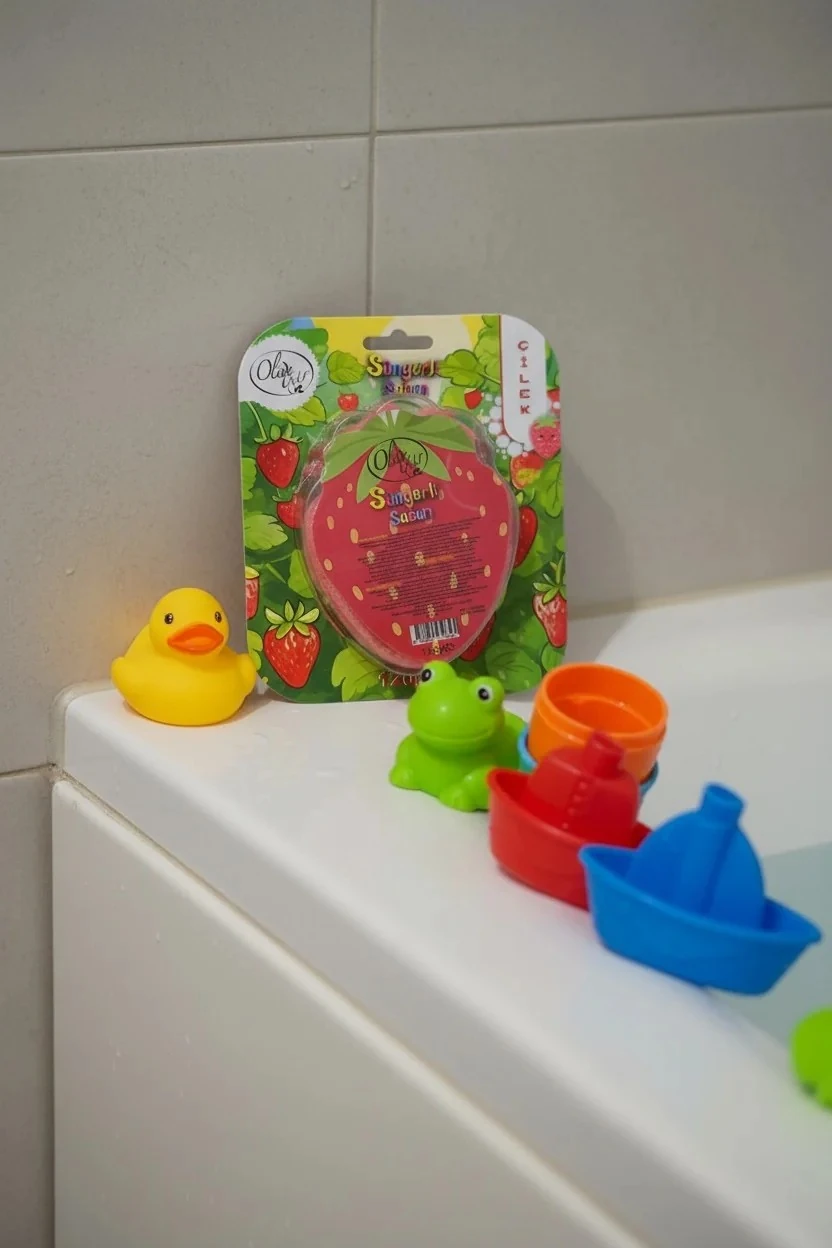 Çilek Figürlü Süngerli Sabun