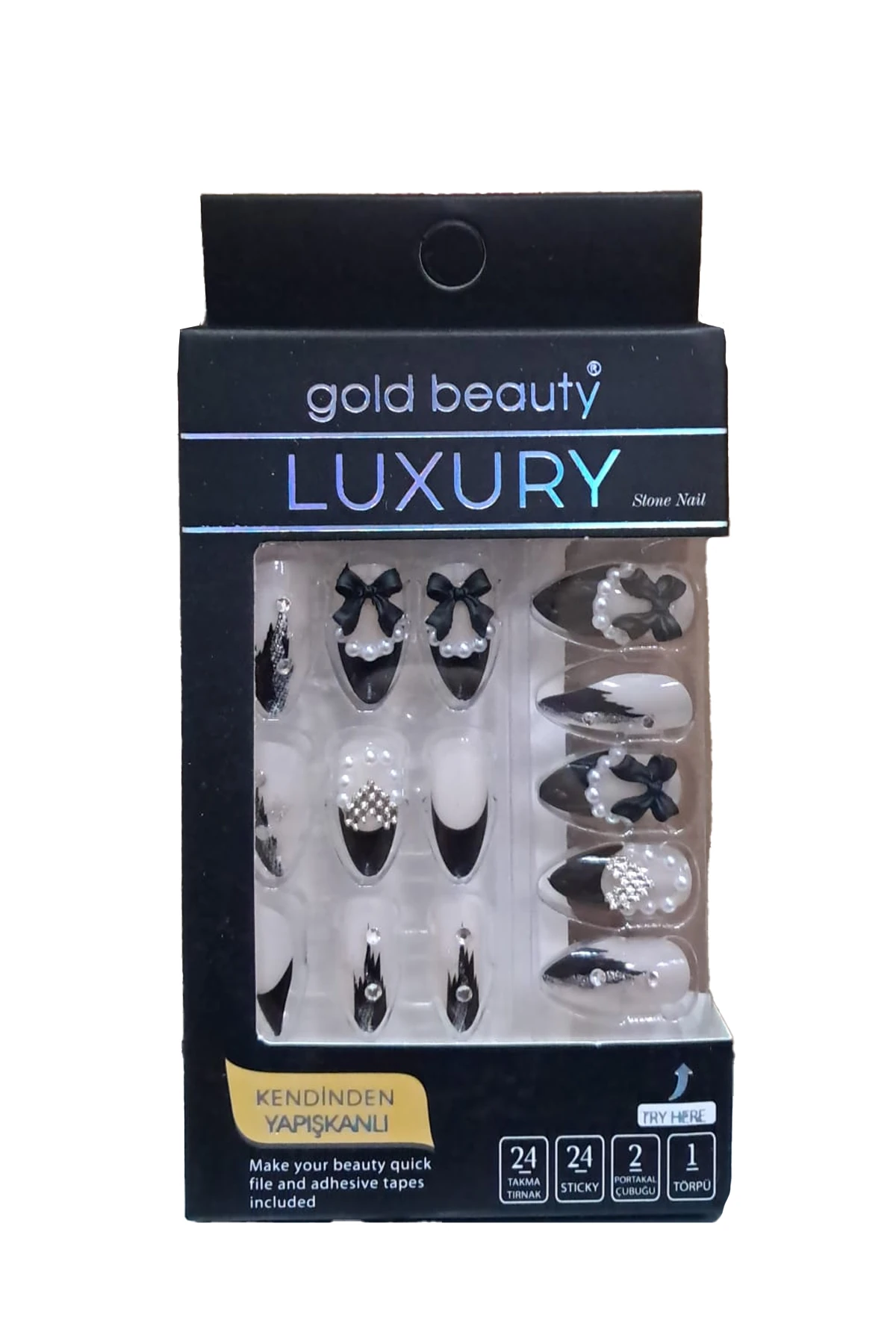 Gold Beauty Taşlı Takma Tırnak