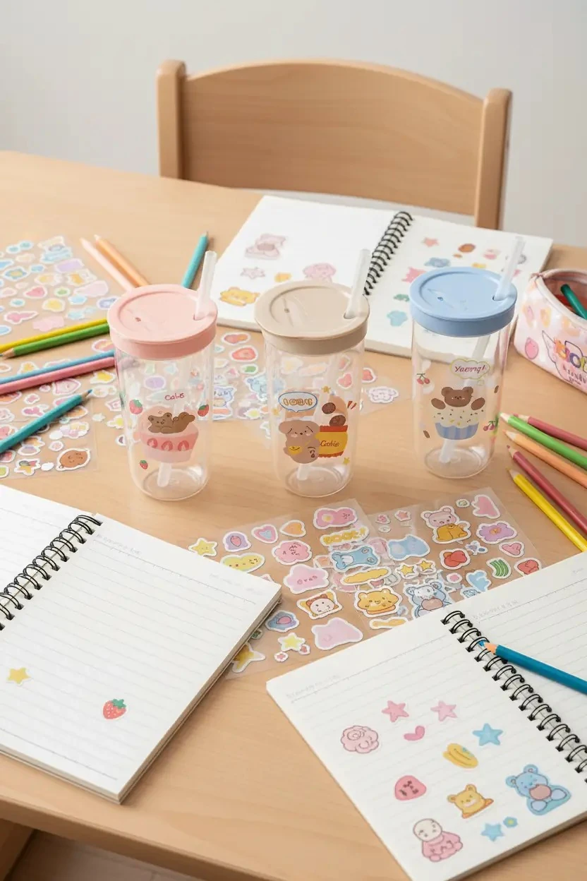 Sevimli Yavru Hayvan Serisi Pipetli Plastik Şişe (600ml)