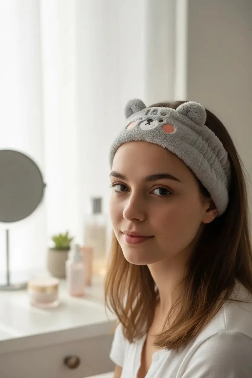 Miniso Lisanslı Hayvan Desenli Saç Bandı Gri – Ayarlanabilir Tokalı 20 Cm