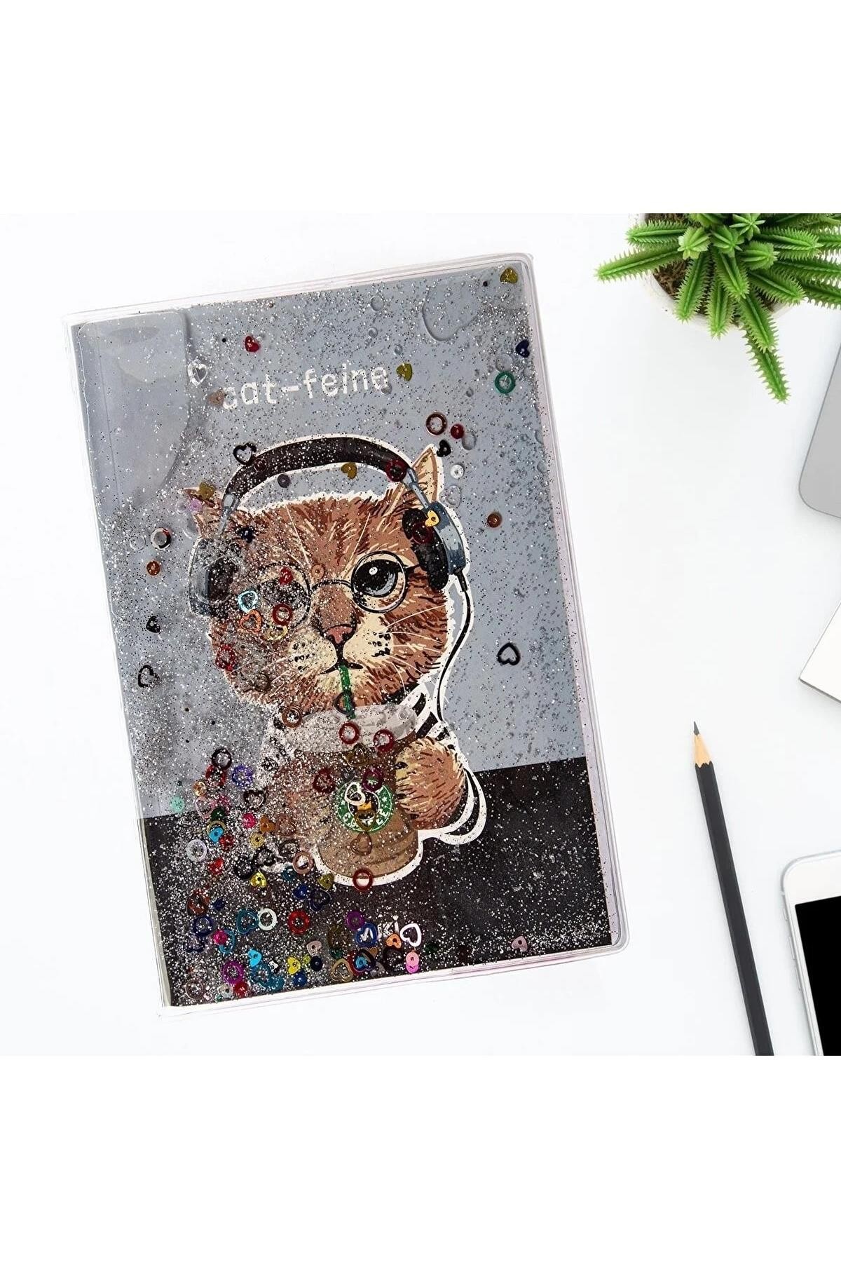 Vuki Simli Ve Sulu Kapaklı Desenli A5 Defter-Kedi