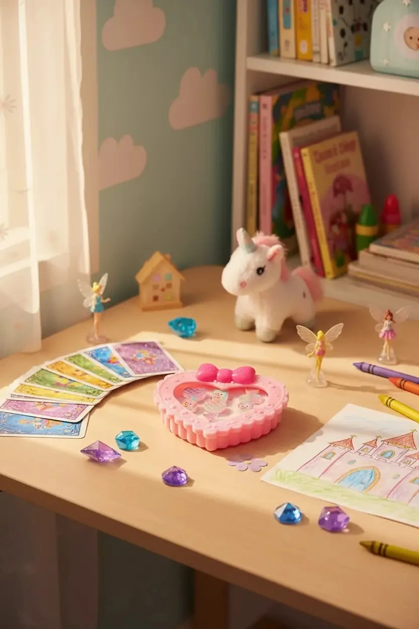 Miniso Lisanslı Deniz Kızı Temalı Çocuk Yüzük Seti Kalp Kutulu (7 Adet)