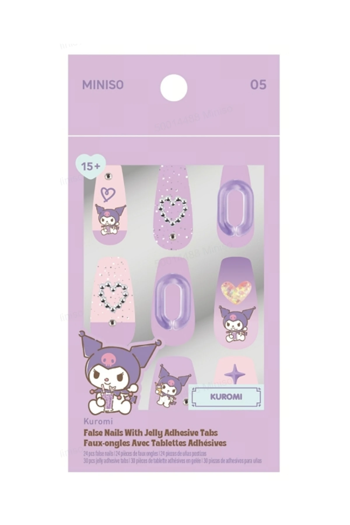 Sanrio Lisanslı Kuromi Jel Yapışkanlı Takma Tırnak (05)