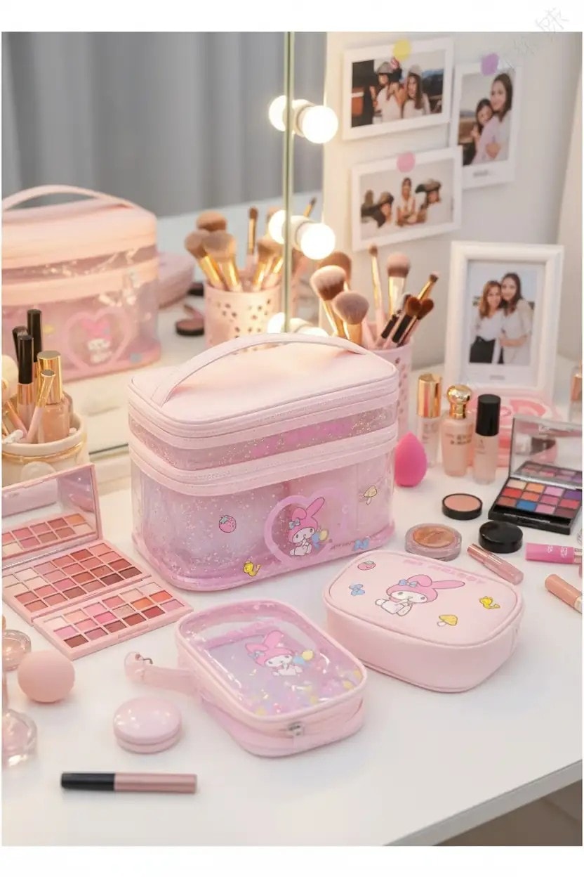Sanrio Lisanslı My Melody Saplı Kozmetik Çantası Seti