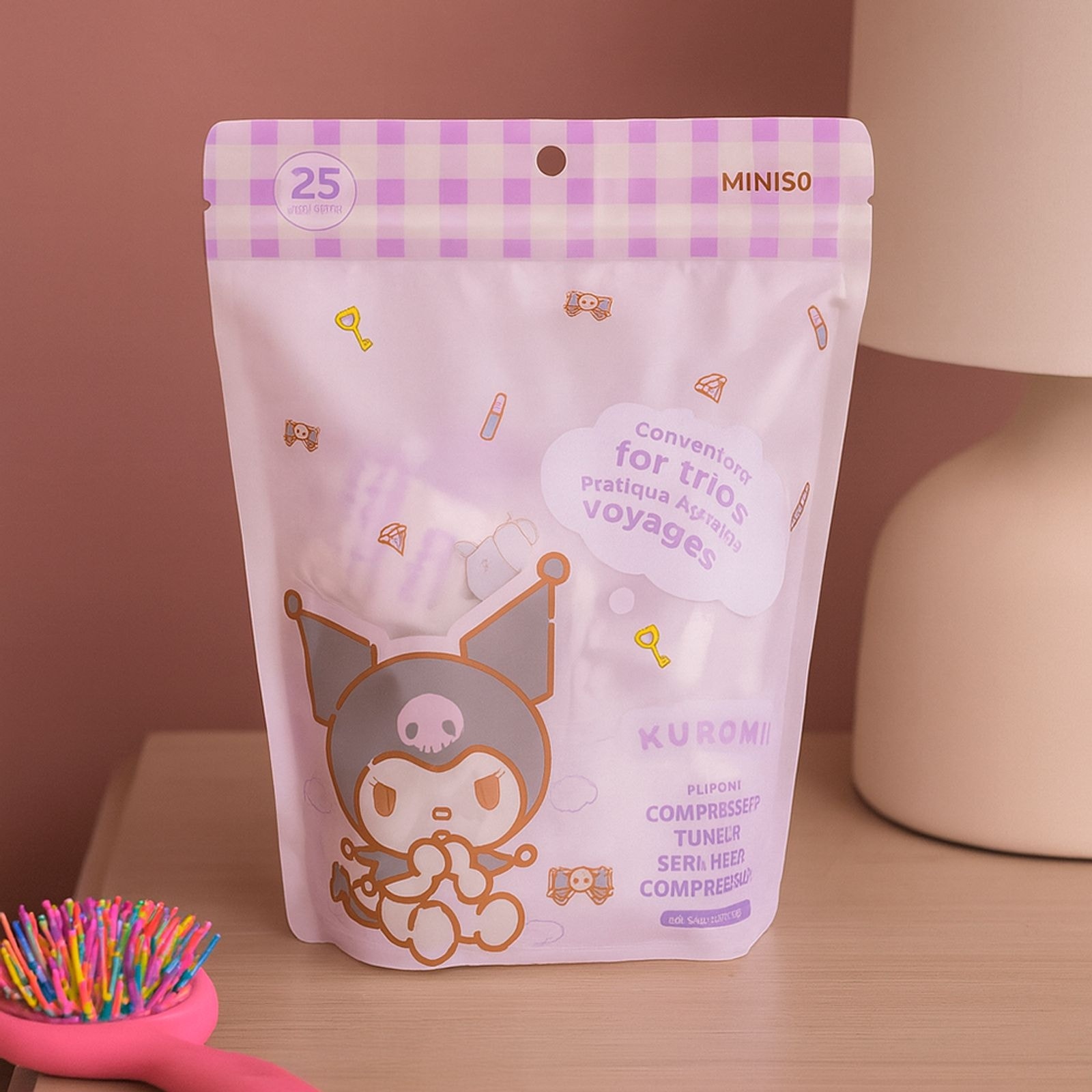 Sanrio Lisanslı Kuromi Sıkıştırılmış Havlu (25 adet)