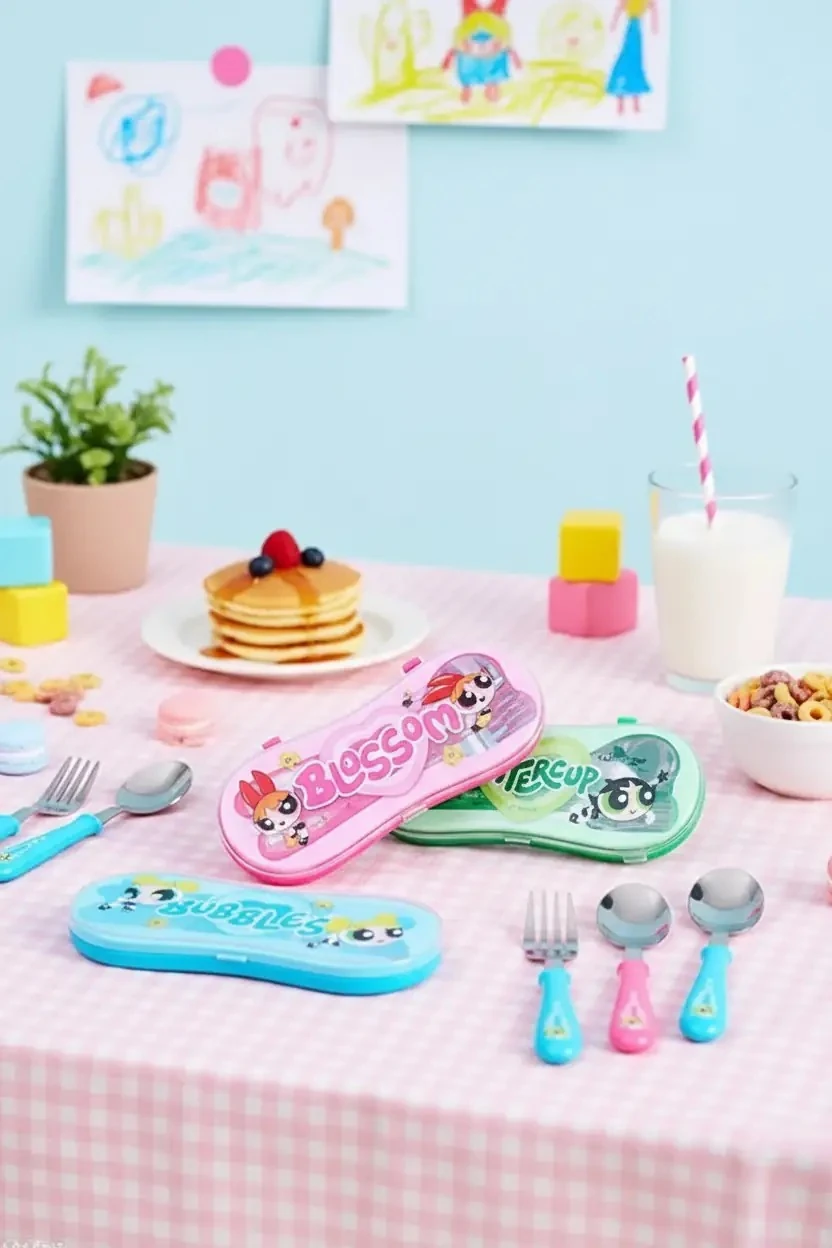 Powerpuff Girls Lisanslı Kutulu Çatal Kaşık Seti Mavi 20,5 Cm