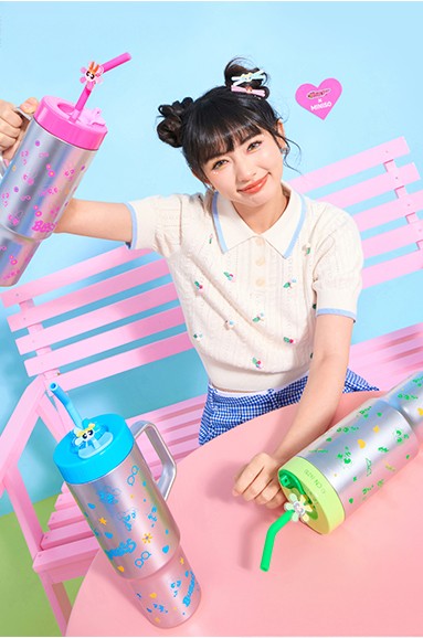 Powepuff Girls Lisanslı Pipetli Plastik Şişe 1250 ml - Mavi