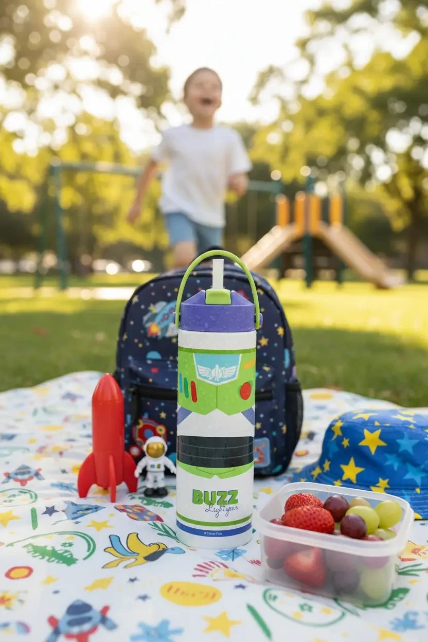 Disney Pixar Toy Story Lisanslı Buzz Lightyear Pipetli Çelik Şişe 550 mL – Saplı Tasarım