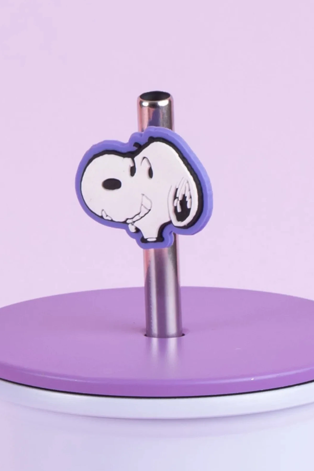 Snoopy Lisanslı Pipetli Paslanmaz Çelik Su Kabı (800Ml) - Mor (Outlet)