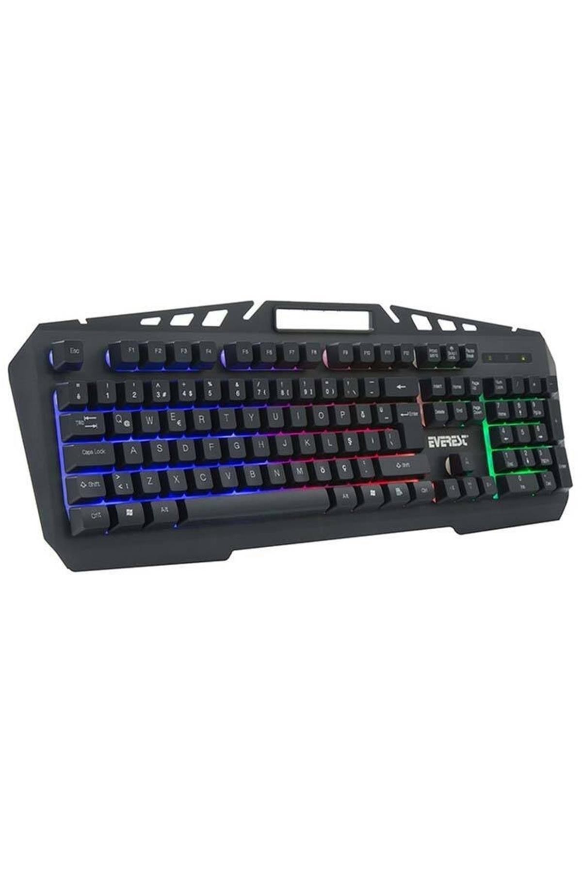 Siyah Everest Kmx-99 Usb Gökkuşağı Zemin Aydınlatmalı Q Oyuncu Klavye Ve Mouse Set