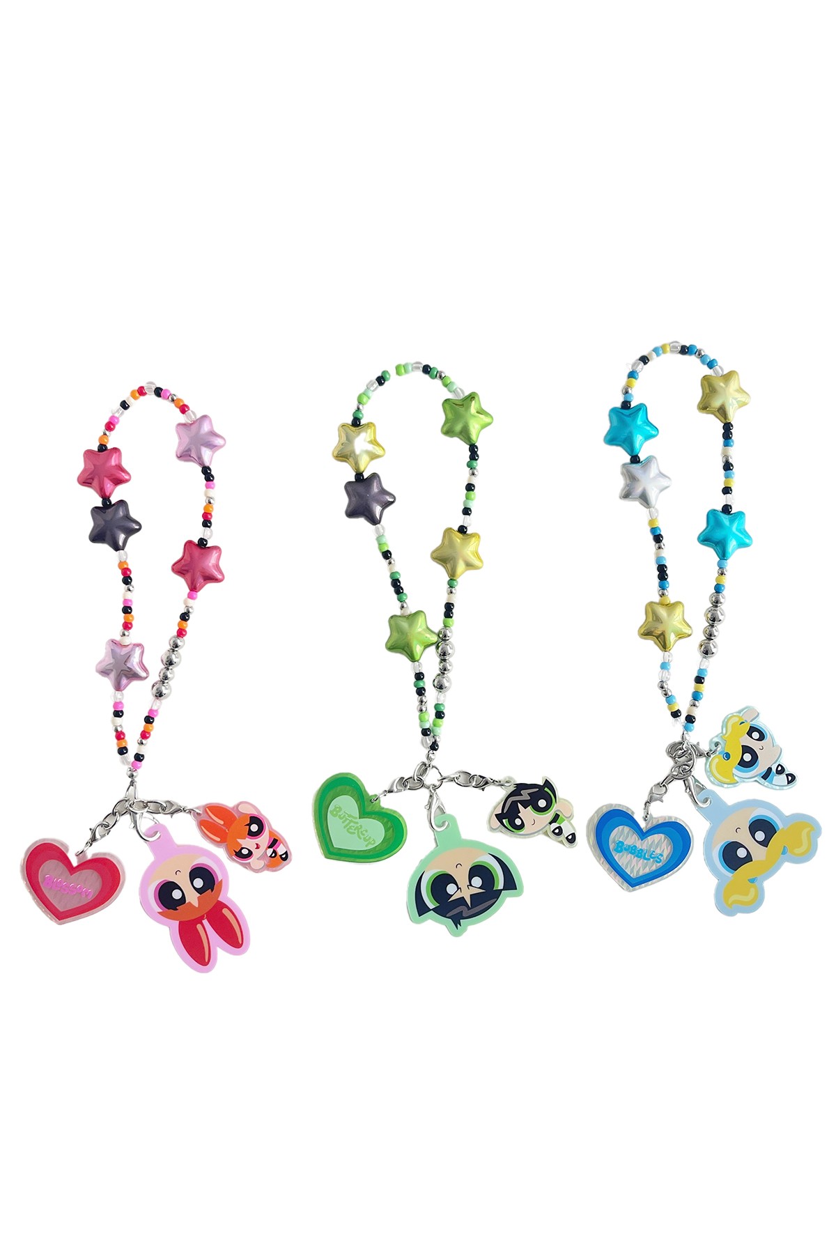 Powerpuff Girls Lisanslı Yıldız Figürlü Boncuklu Telefon İpi