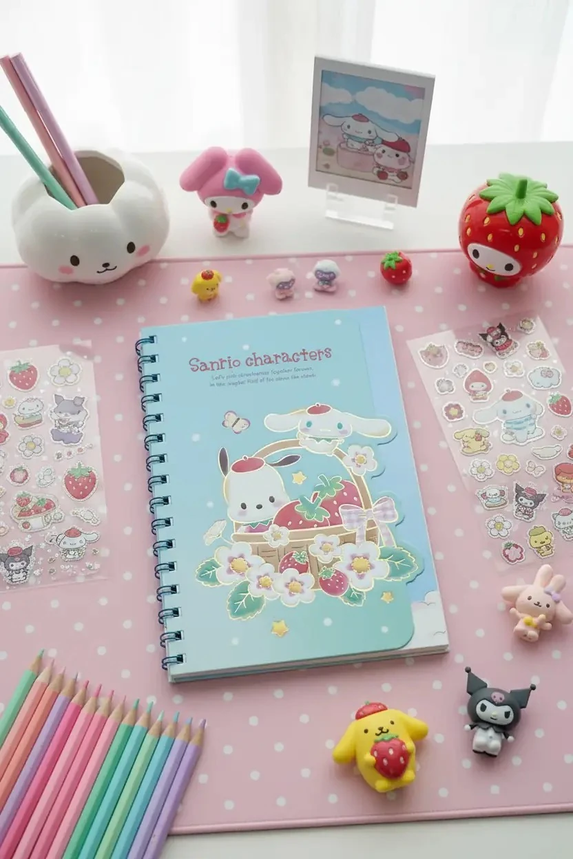 Sanrio Lisanslı Çilek Koleksiyonu A5 Figürlü Tel Ciltli Kitap (64 Sayfa) (2 Çeşitli Model)