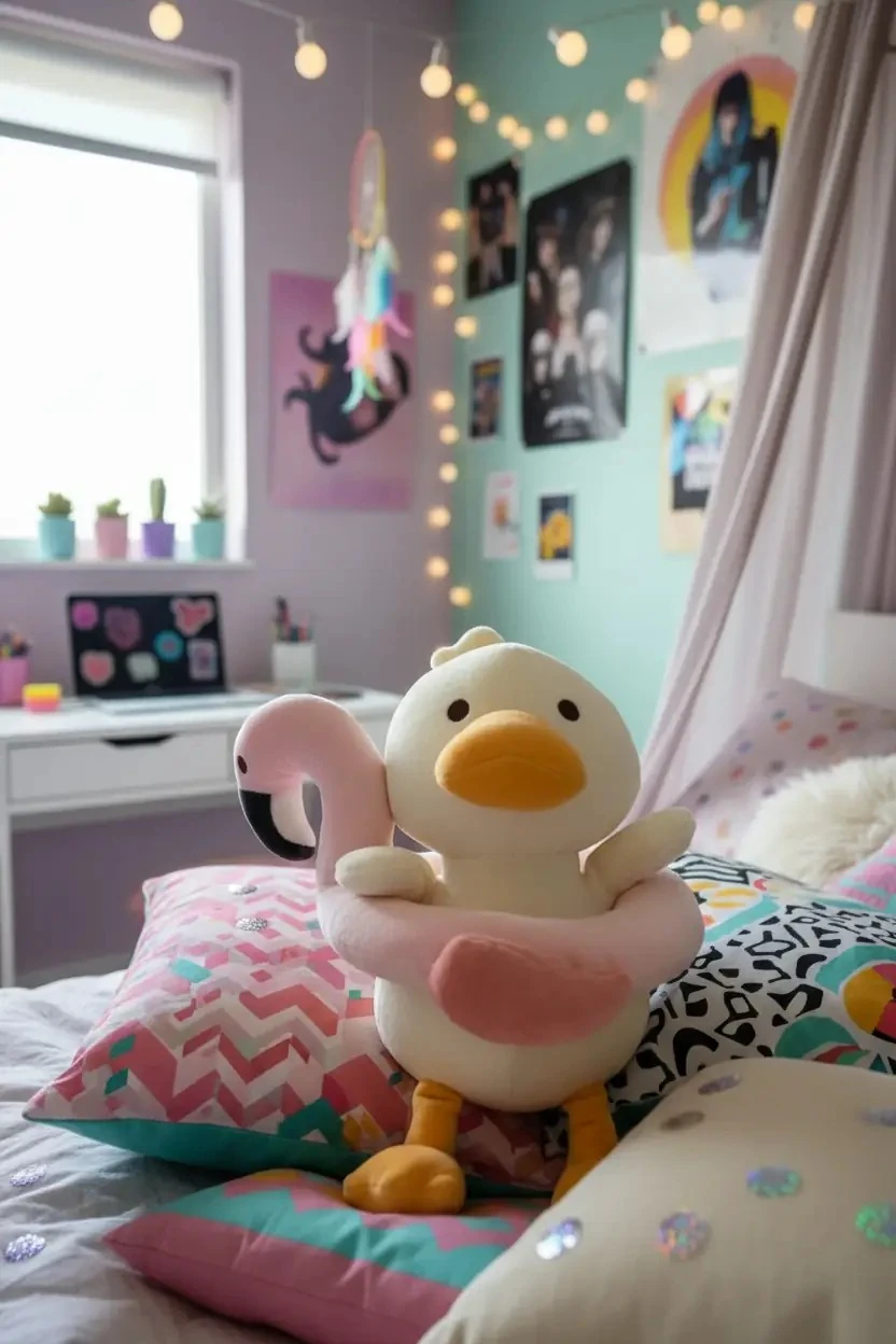 Plaj Serisi Dalgıç Ördek Peluş Oyuncak (Flamingo) - 28 cm