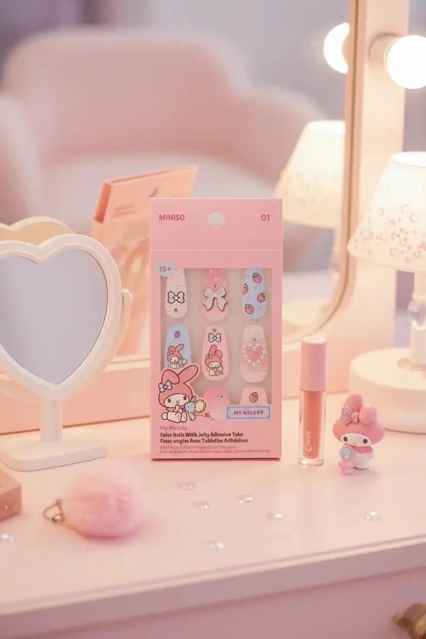 Sanrio Lisanslı My Melody Jel Yapışkanlı Takma Tırnak – Pembe Mavi Şık Tasarım Model 01