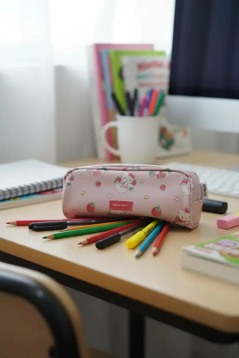 Sanrio Lisanslı Hello Kitty Çilek Serisi 21 Cm Kalemlik – Büyük Fermuarlı Şık