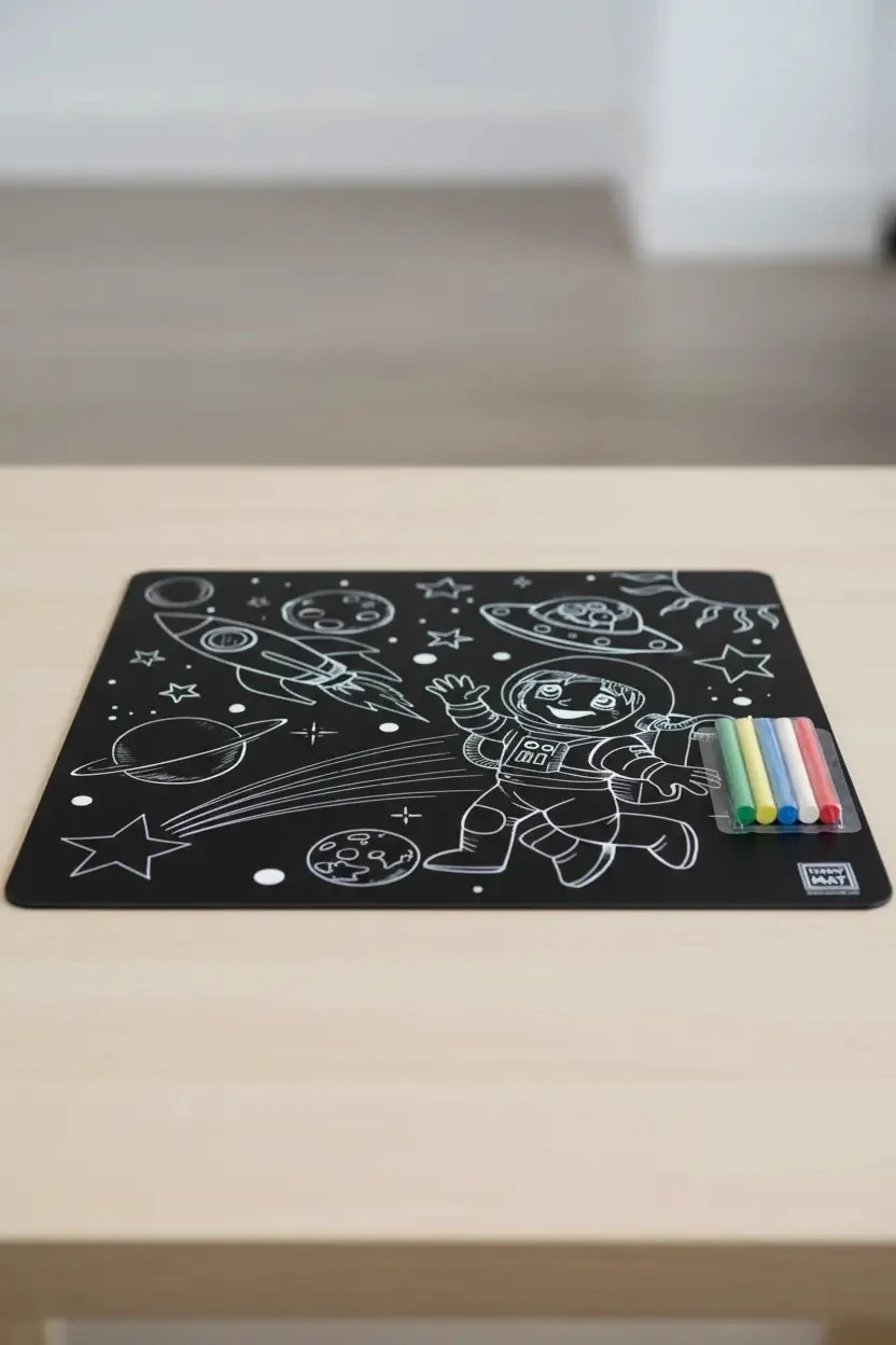 Akademi Çocuk Funny Mat Siyah Uzay – 40x40 cm Silinebilir Aktivite Matı
