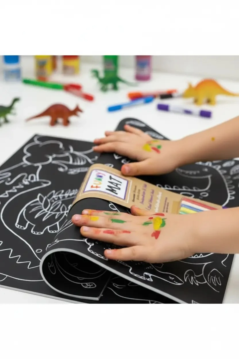 Akademi Çocuk - Funny Mat Siyah - Dinozorlar