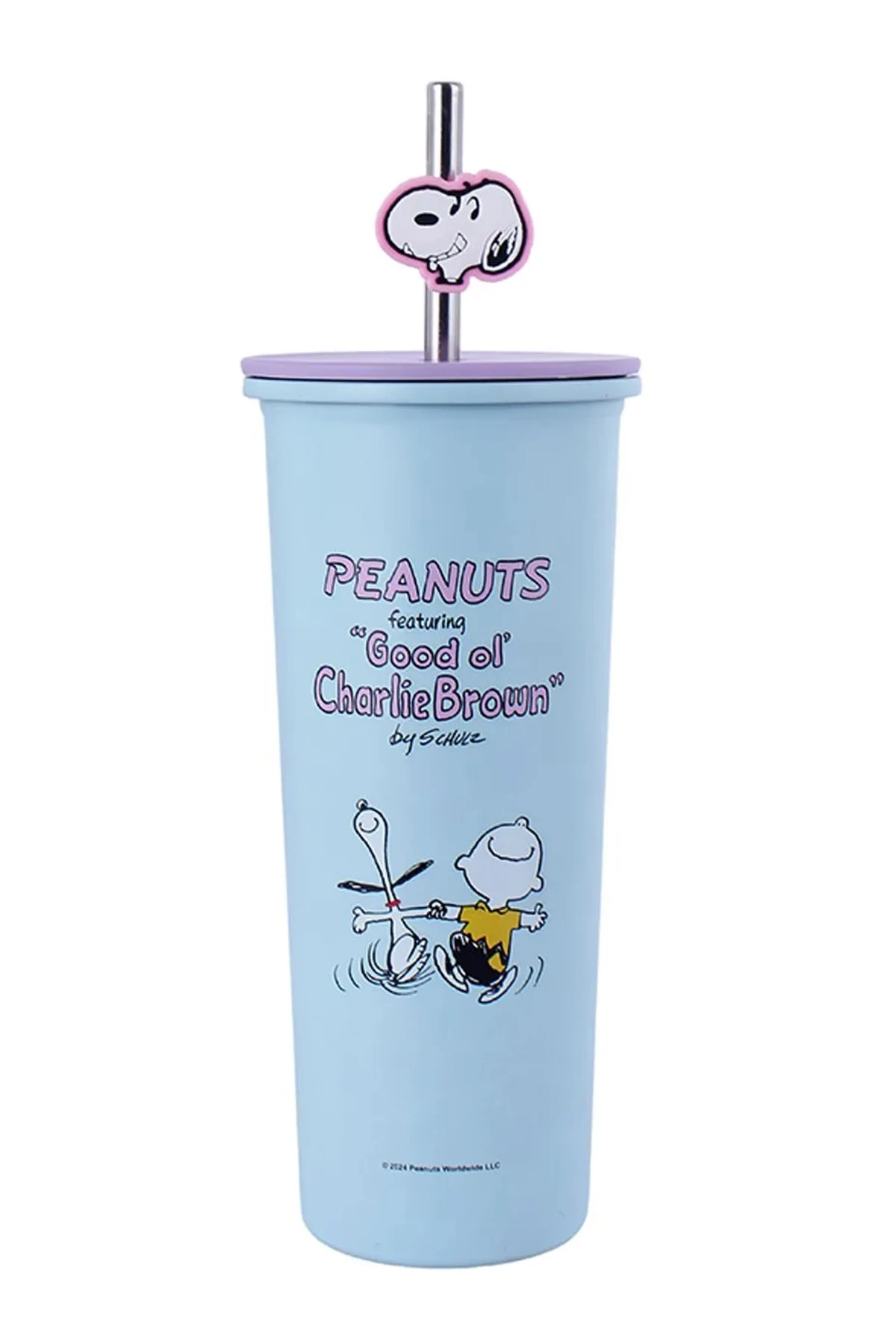 Snoopy Lisanslı Pipetli Paslanmaz Çelik Su Kabı (800Ml) - Mavi (Outlet)