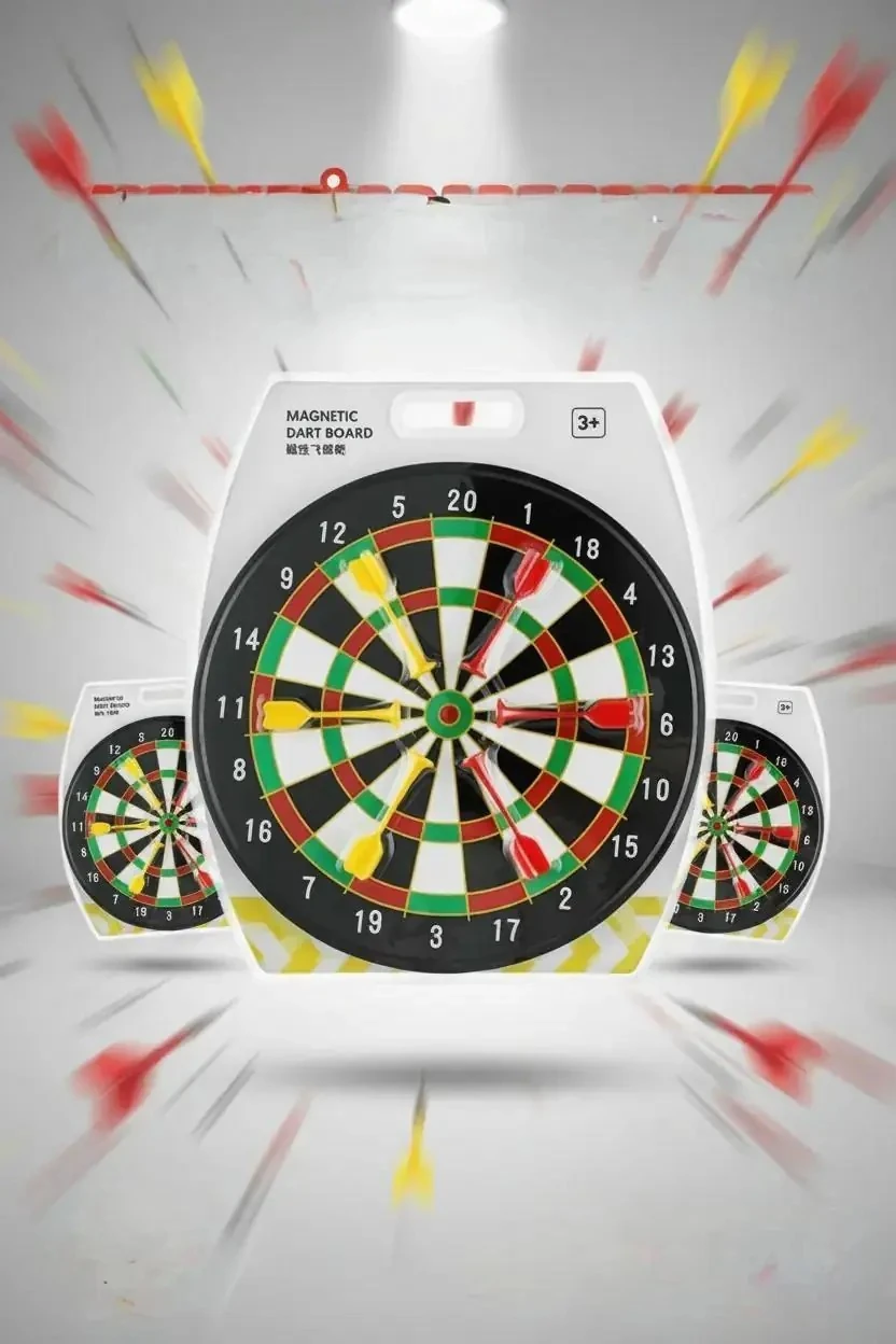 Dart Seti – Mıknatıslı Güvenli Tasarım ve 6 Adet Renkli Ok Eğlence Seti 42.5 Cm