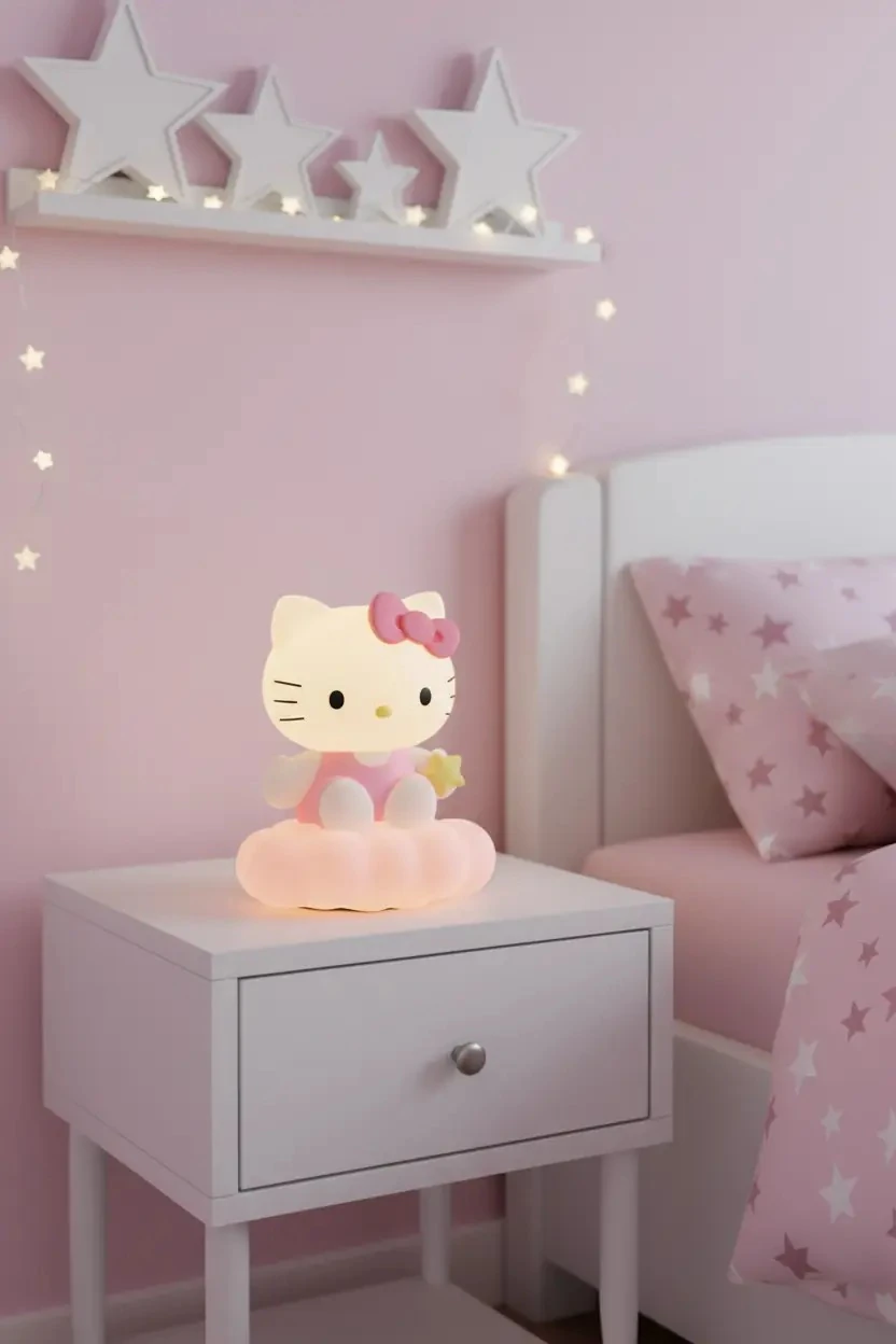 Miniso Sanrio Lisanslı Hello Kitty Silikon Başlıklı LED Gece Lambası – Dekoratif Aydınlatma