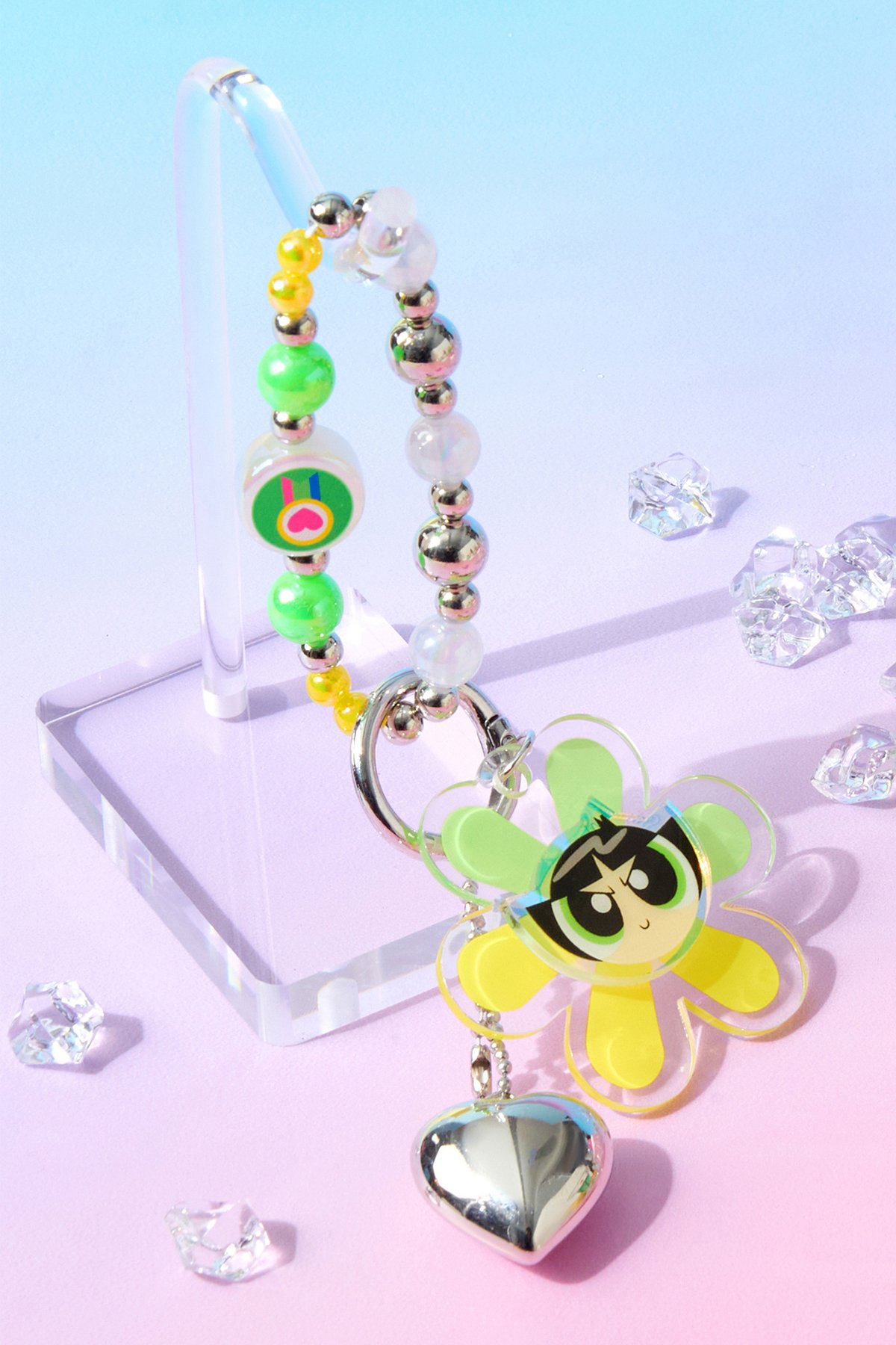 Powerpuff Girls Lisanslı Boncuklu Çiçek Figürlü Anahtarlık