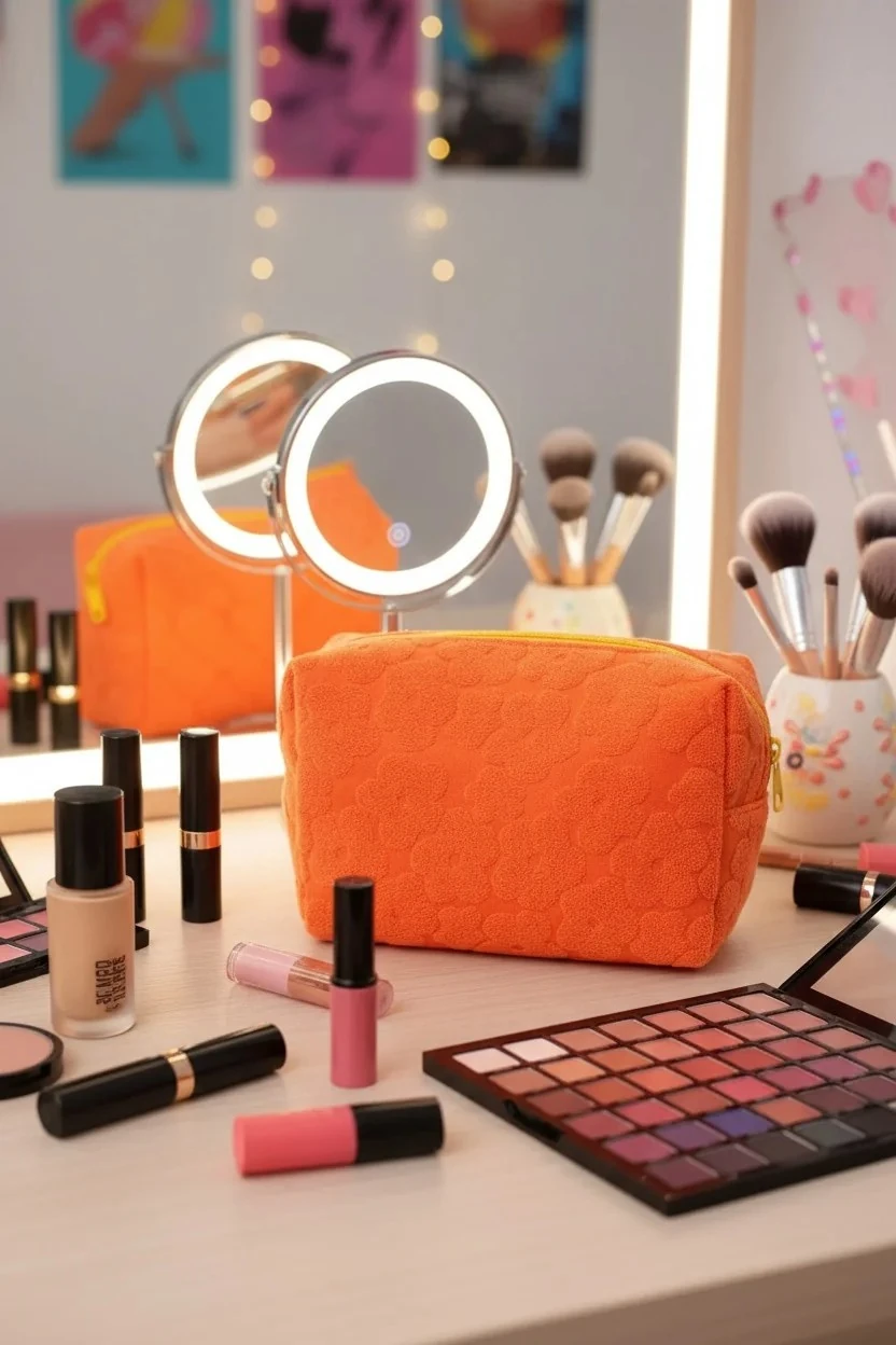 Yaz Renkleri Serisi Çiçek Dokulu Peluş Kalemlik (Turuncu)