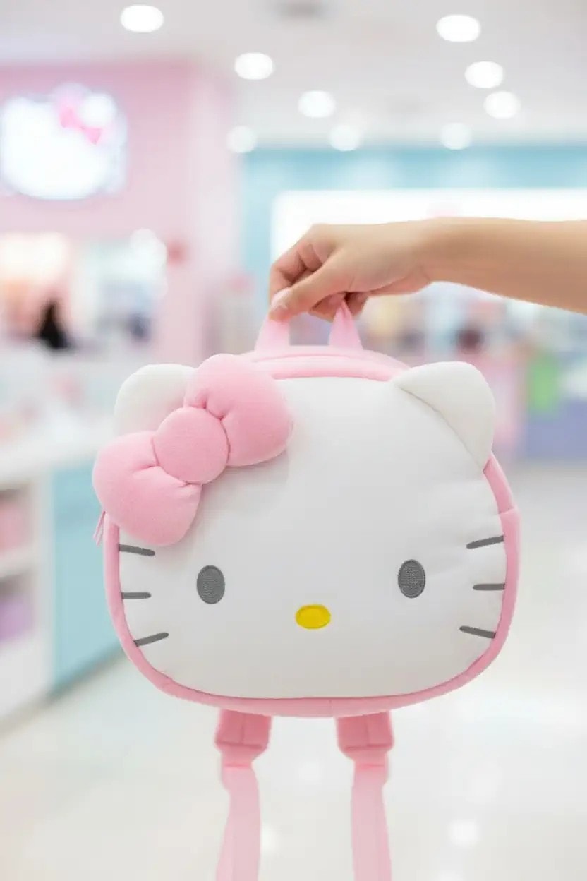 Sanrio Lisanslı Peluş Küçük Sırt Çantası - Hello Kitty