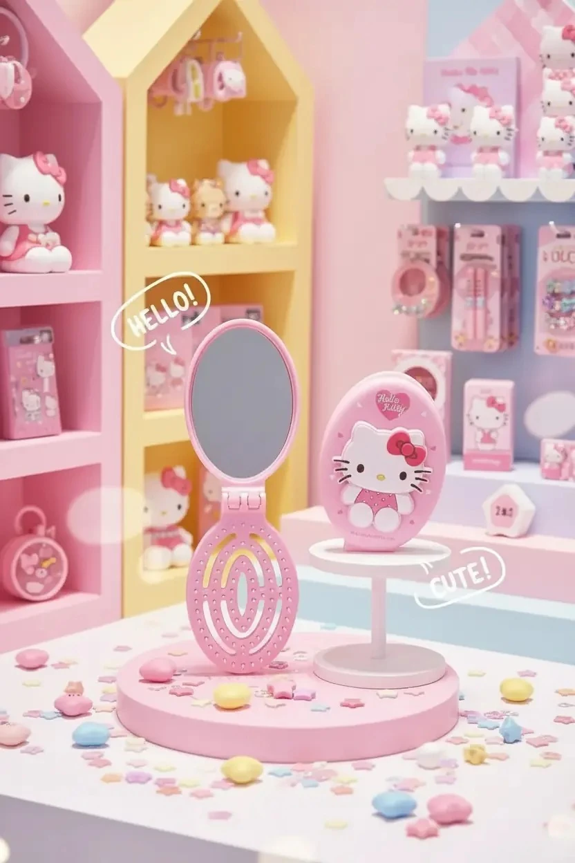 Sanrio Lisanslı Dikdörtgen Oval Ayna Tarak (Hello Kitty)