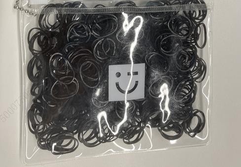 Şeffaf Taşıma Çantalı Minik Saç Lastiği - Siyah (500 Adet)