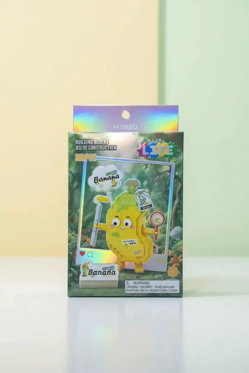 Miniso Lisanslı Yemek Serisi Oyun Bloğu Muz – Eğitici ve Dekoratif Oyuncak Seti 19,5 Cm
