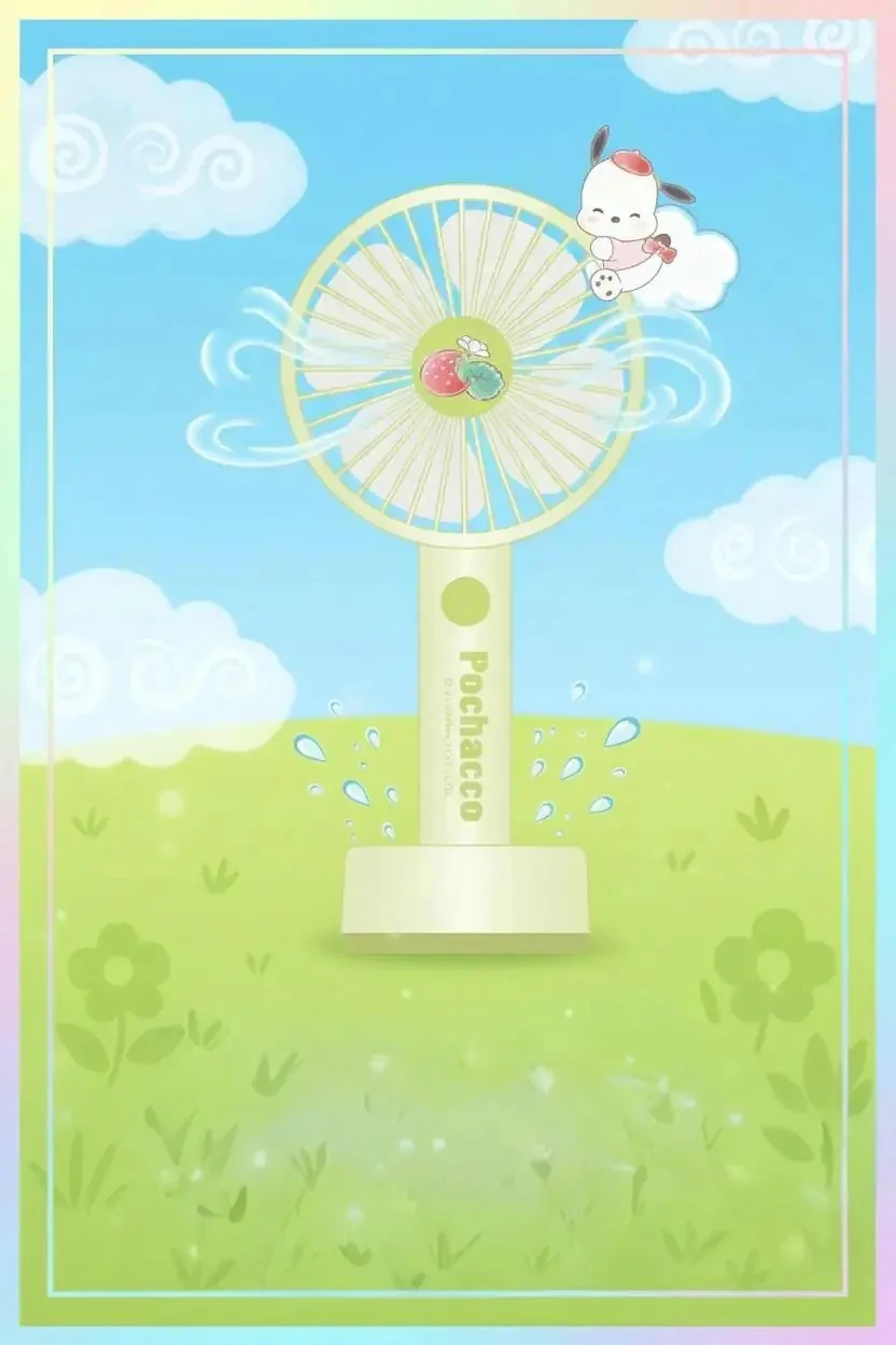 Sanrio Lisanslı Pochacco Mini El Vantilatörü – Taşınabilir Şarjlı Serinletici 21,5 Cm