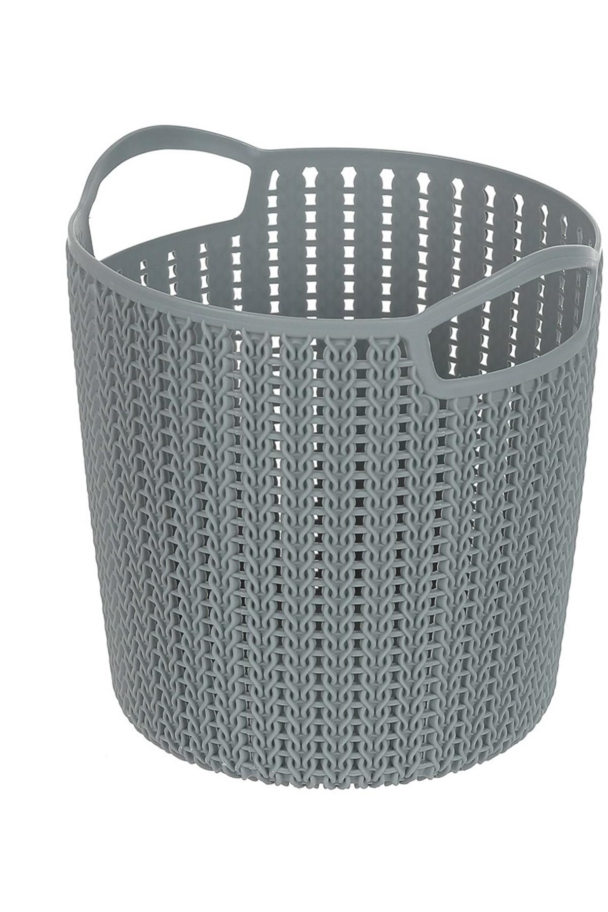 Delikli Küçük Yuvarlak Sepet (Koyu Gri)