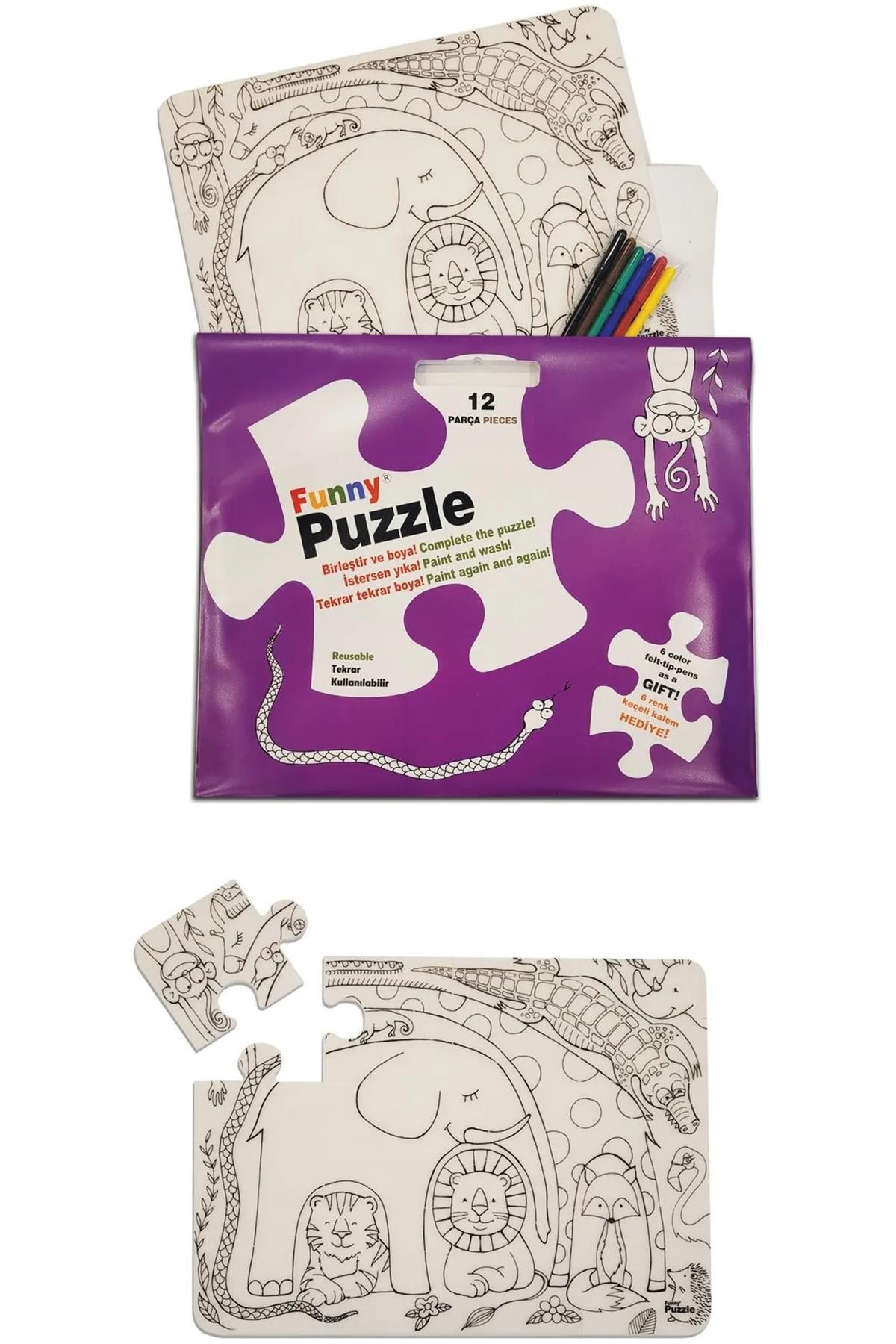 Funny Mat Washable Puzzle - Sevimli Dostlar 30X40Cm