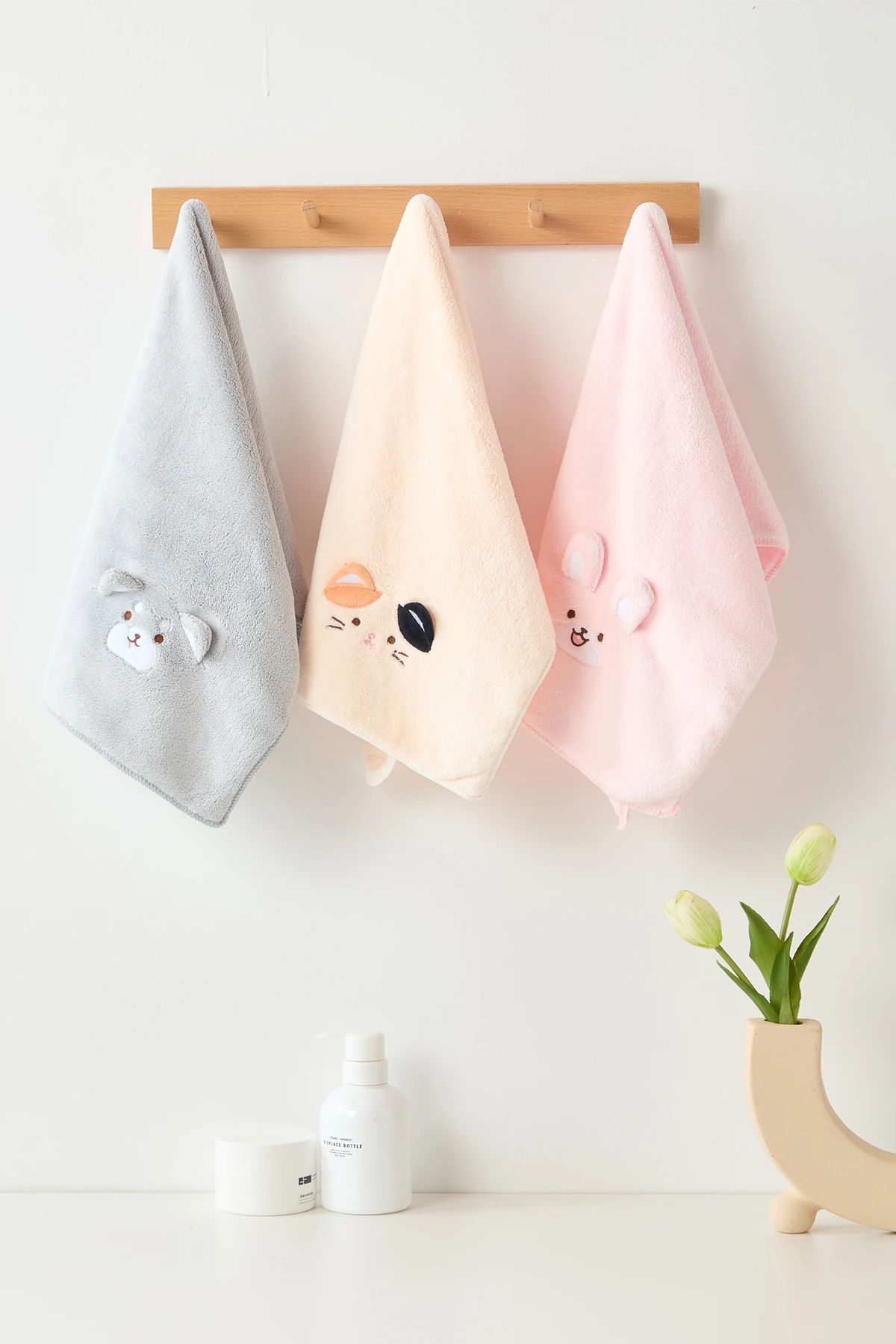 Sevimli Hayvanlar Serisi Emici Saç Havlusu (Kedi)